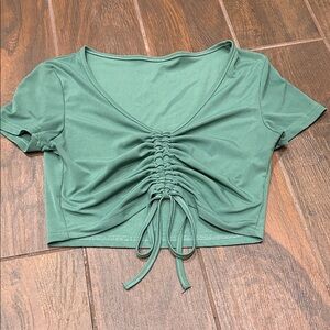 Amazon Stylish Green Ruched Crop Top